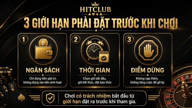 Ba giới hạn quan trọng trước khi chơi tại HITCLUB gồm ngân sách thời gian và điểm dừng