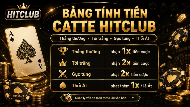 Bảng tính tiền và mức phạt Thối Át Catte HITCLUB