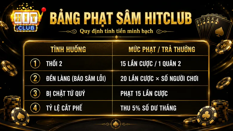 Bảng tính tiền phạt và Đền Làng Sâm HITCLUB