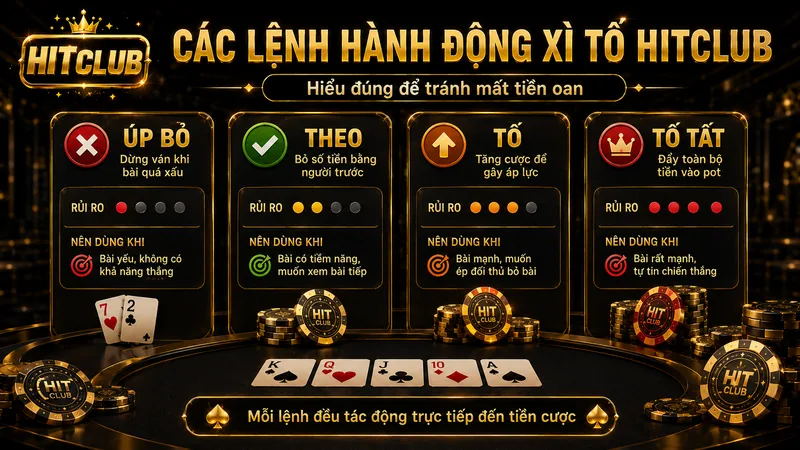 Các lệnh Úp Bỏ Theo Tố và Tố Tất trong Xì Tố HITCLUB
