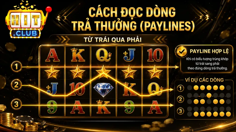 Cách đọc dòng trả thưởng Paylines trong game Nổ Hũ