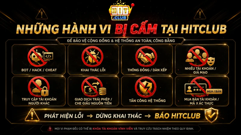 Các hành vi bị cấm khi sử dụng dịch vụ HITCLUB