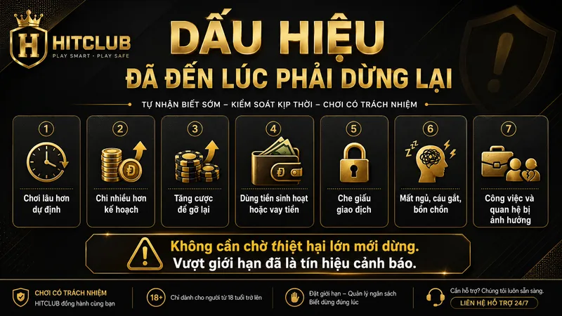 Những dấu hiệu cho thấy người chơi cần dừng lại và tự đánh giá việc chơi tại HITCLUB