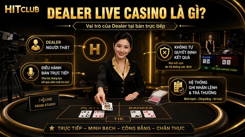 Dealer Live Casino HITCLUB và vai trò tại bàn trực tiếp