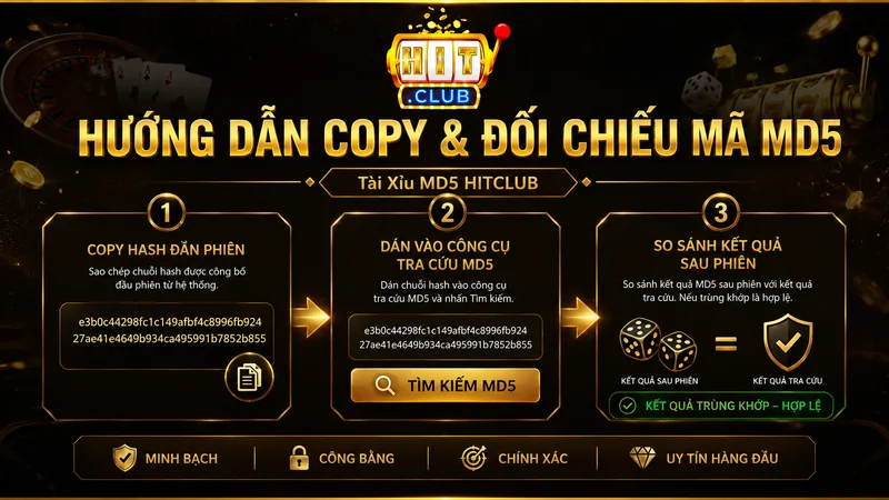 Hướng dẫn copy và đối chiếu mã MD5 Tài Xỉu HITCLUB