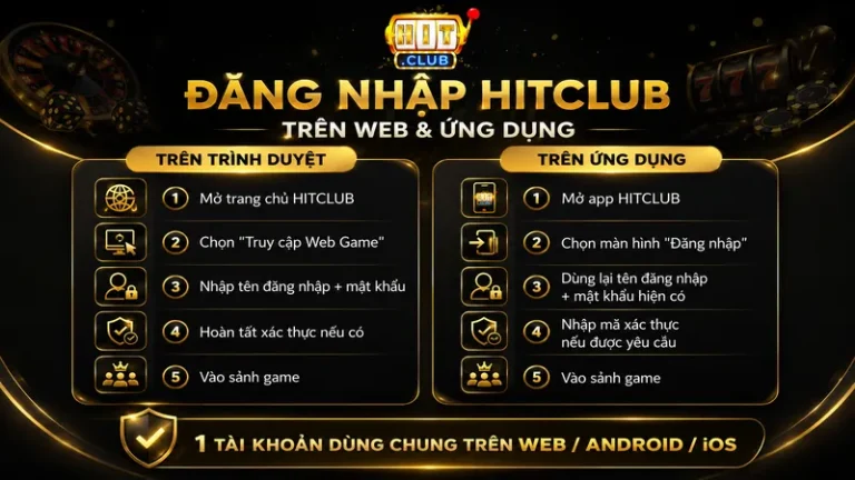 Đăng nhập HITCLUB trên web, Android và iOS