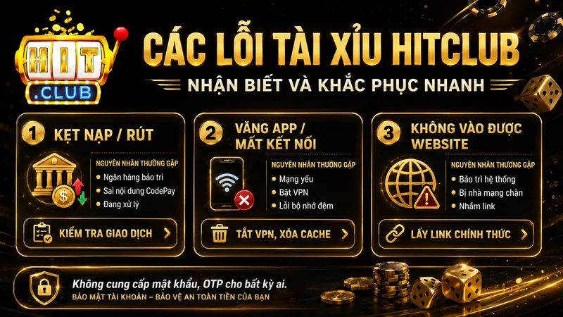 Các lỗi Tài Xỉu HITCLUB thường gặp và cách khắc phục