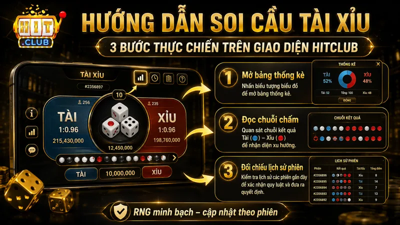 Hướng dẫn soi cầu Tài Xỉu trên giao diện HITCLUB