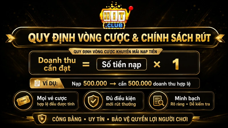 Quy định vòng cược Khuyến mãi nạp tiền HITCLUB và chính sách rút