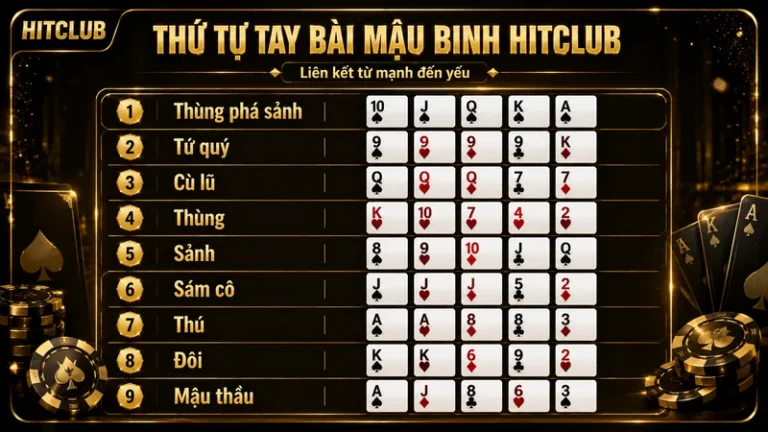 Mậu Binh HITCLUB – Luật Xếp 13 Lá Tránh Binh Lủng