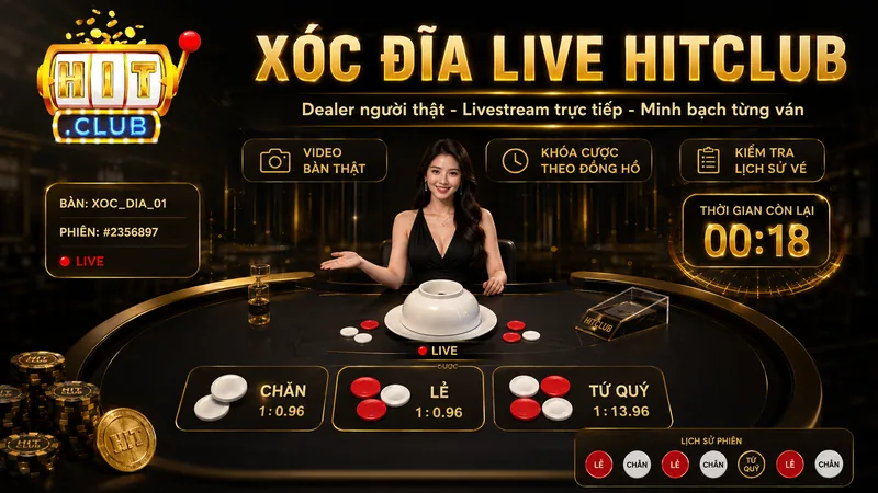 Sảnh Xóc Đĩa Live HITCLUB với Dealer người thật